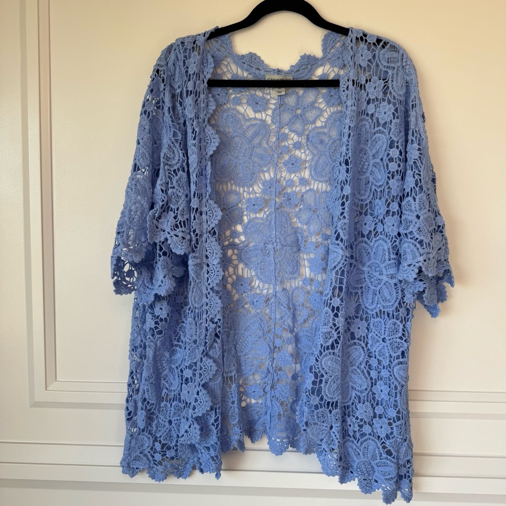 Catherines Women's Plus Size Graceful
Crochet Wrap Size 3X French Blue - Picture 2 of 8